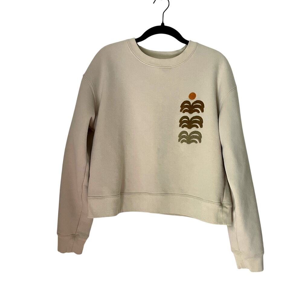 Roark Port Crew Abstract cream sweatshirt-size small